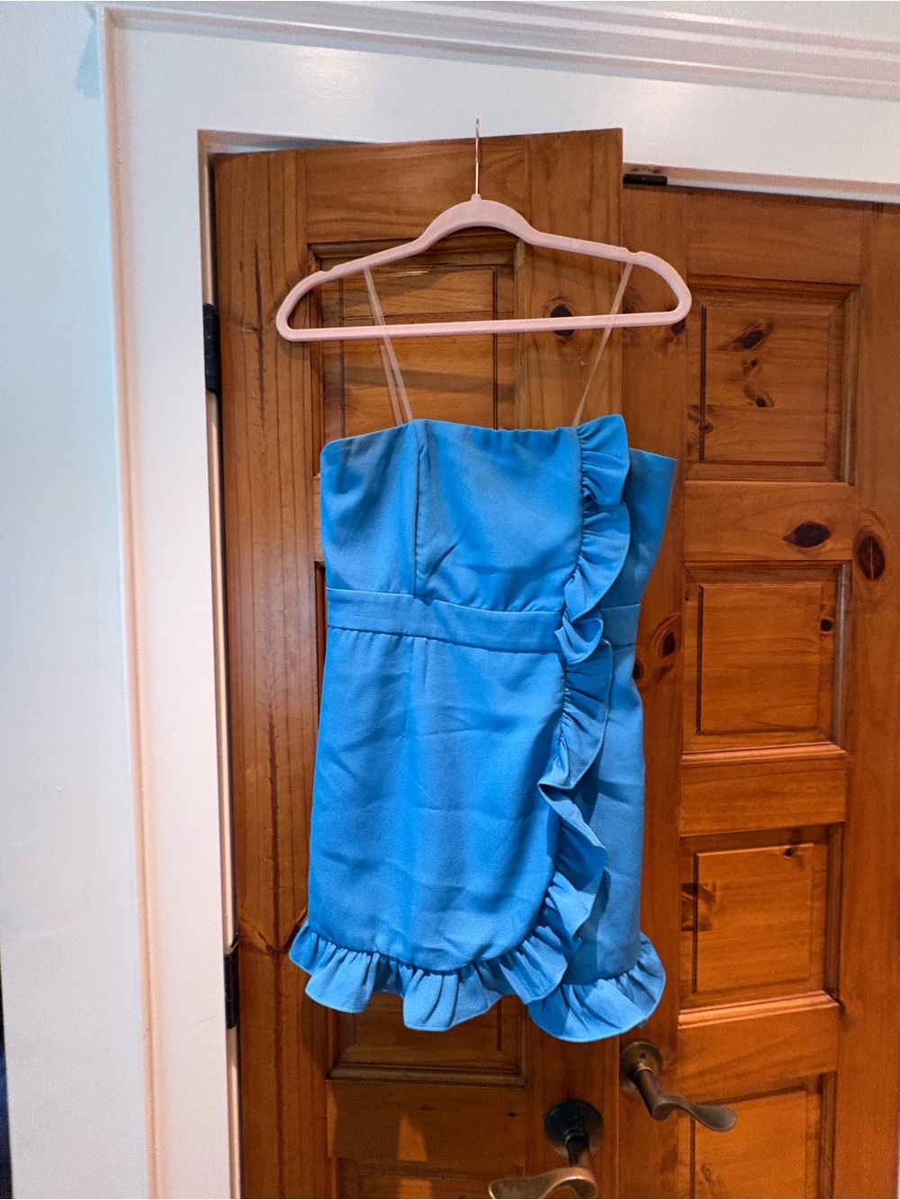 Blue Ruffle Strapless Do+Be Dress